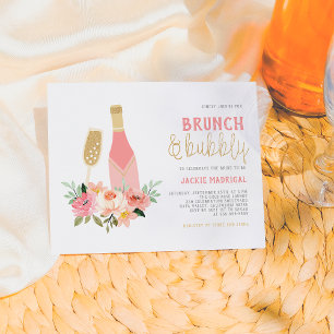 Invitation Carte Postale Parties scintillant Champagne Brunch & Fête des ma