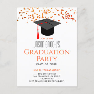 Invitation Carte Postale Parties scintillant de la fête de graduation Confe