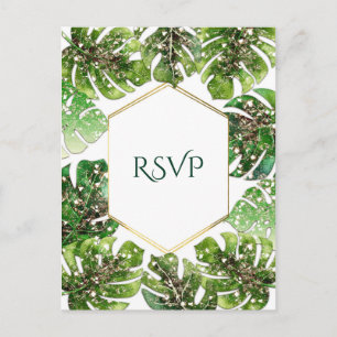 Invitation Carte Postale Parties scintillant d'or Sparkle Tropical Feuilles