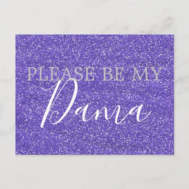 Invitation Carte Postale Parties scintillant Purple Faux Dama Quinceanera P (Devant)