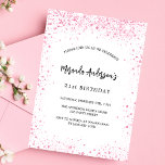 Invitation Carte Postale Parties scintillant rose blanc d'anniversaire scin<br><div class="desc">Pour un 21ème anniversaire élégant (ou tout âge). Une arrière - plan blanche design. Décoré de faux parties scintillant rose,  brille. Personnalisez et ajoutez un nom,  un âge et des détails de la fête. Le nom est écrit avec un script de style manuscrit</div>