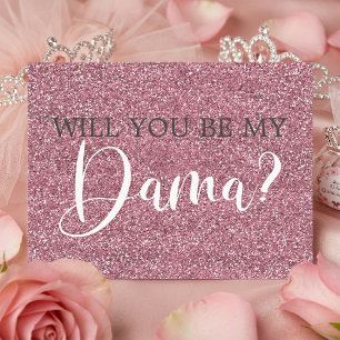 Invitation Carte Postale Parties scintillant rose Faux Quinceanera Dama Pro