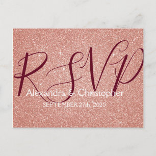 Invitation Carte Postale Parties scintillant Rose Rose Gold et Sparkle RSVP