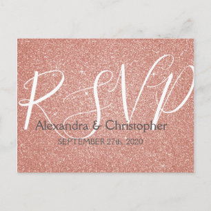 Invitation Carte Postale Parties scintillant Rose Rose Gold et Sparkle RSVP