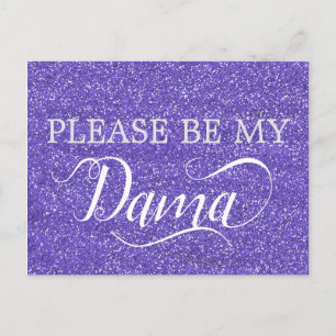Invitation Carte Postale Parties scintillant violette Dama Quinceanera Dama