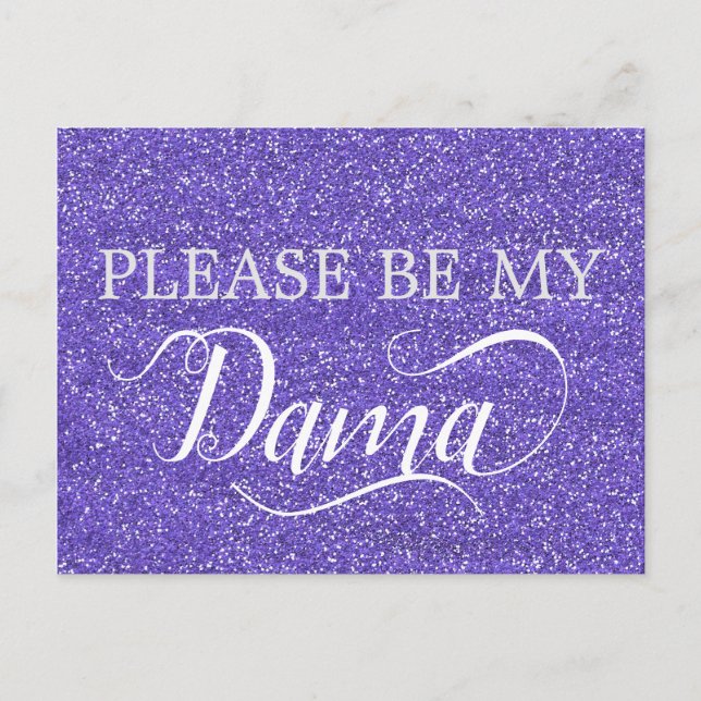 Invitation Carte Postale Parties scintillant violette Dama Quinceanera Dama (Devant)