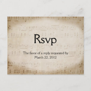 Invitation Carte Postale Partition Musique RSVP Diner Choix