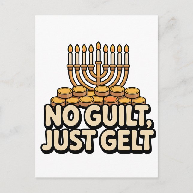Invitation Carte Postale Pas de culpabilité, juste de l'argent drôle Hanukk (Devant)