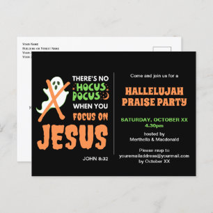 Invitation Carte Postale PAS DE HOCUS POCUS Christian Halloween