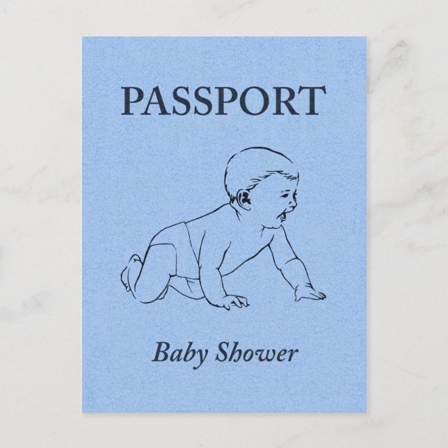 Invitation Carte Postale Passeport baby shower (Devant)