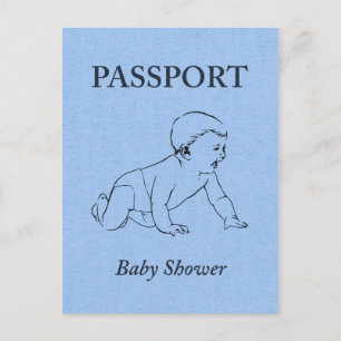 Invitation Carte Postale passeport de baby shower
