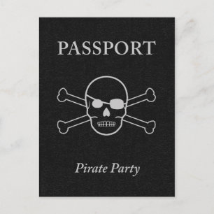 Invitation Carte Postale passeport de la partie pirate