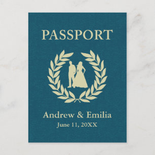Invitation Carte Postale passeport de mariage