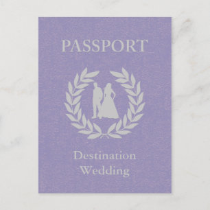 Invitation Carte Postale passeport de mariage de destination