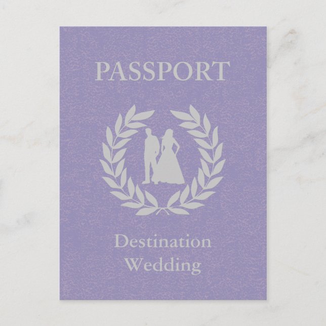 Invitation Carte Postale passeport de mariage de destination (Devant)