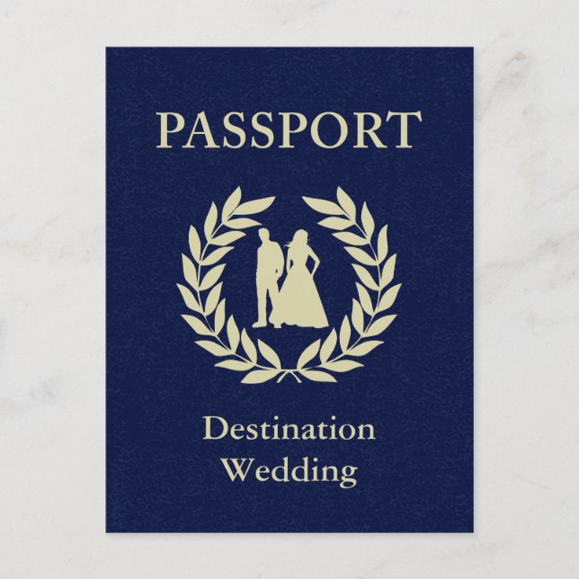 Invitation Carte Postale passeport mariage de destination (Devant)