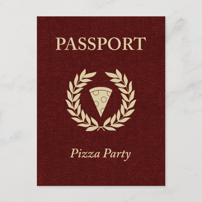 Invitation Carte Postale passeport pizza (Devant)