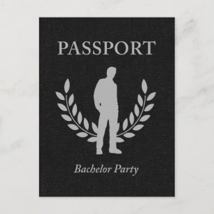 Invitation Carte Postale passeport pour l'enterrement de vie de garçon