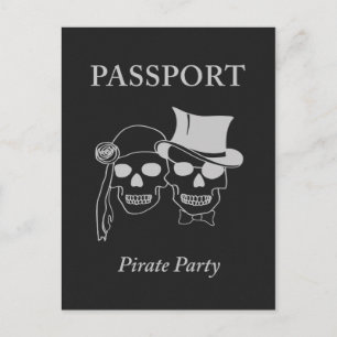 Invitation Carte Postale passeport pour une fête de pirates