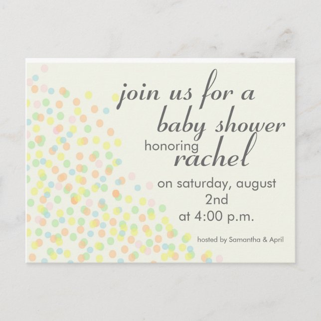 Invitation Carte Postale Pastel Confetti Stationnaire (Devant)