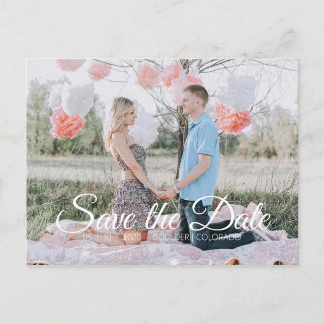 Invitation Carte Postale Pays chic | Save the date (Devant)