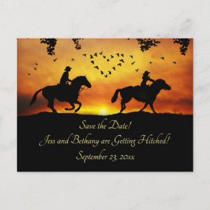 Invitation Carte Postale Pays Western Cowboy Rustique Enregistrer La Date