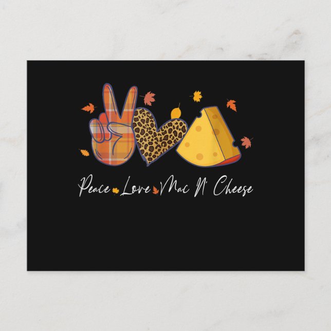 Invitation Carte Postale Peace Love Mac N Cheese Halloween Thanksgiving (Devant)