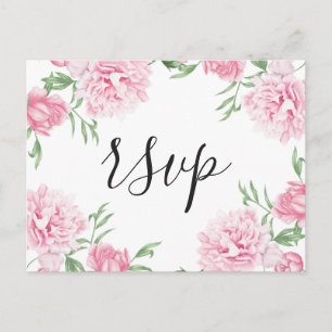 Invitation Carte Postale Peine florale rose RSVP
