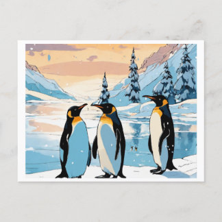 Invitation Carte Postale Penguin Huddle : Ensemble dans la neige