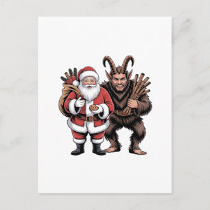 Invitation Carte Postale Père Noël d'horreur drôle et effrayant Krampus Noë