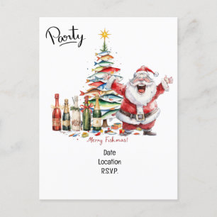 Invitation Carte Postale Père Noël rejoint les fans de pêche pour la fête d