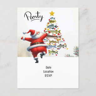 Invitation Carte Postale Père Noël rejoint les fans de pêche pour la fête d