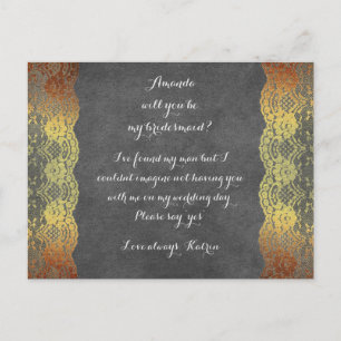 Invitation Carte Postale Personnalisé Rustique Serez-Vous Mon Billet D'Épou