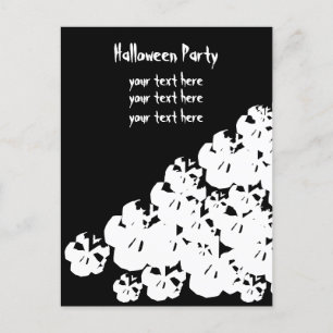 Invitation Carte Postale Personnaliser Halloween crânes de fête noir blanc
