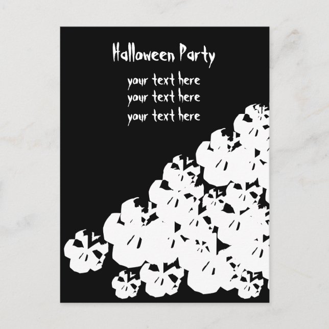 Invitation Carte Postale Personnaliser Halloween crânes de fête noir blanc (Devant)