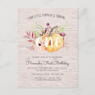 Invitation Carte Postale Petit Citrouille Automne Fête d'anniversaire Invit