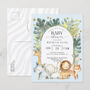 Invitation Carte Postale Petit garçon mignon moderne safari jungle animaux