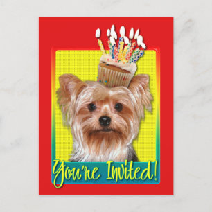 Invitation Carte Postale Petit gâteau d'invitation - Yorkshire Terrier
