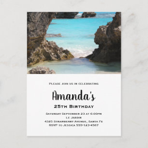Invitation Carte Postale Photo Bermuda Coast & Tropical Sea Birthday