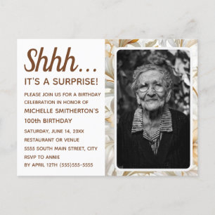 Invitation Carte Postale Photo de la fête des 100 ans d'une femme avec des