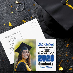 Invitation Carte Postale Photo de la promotion Bleue 2026 Fête de fin d'étu