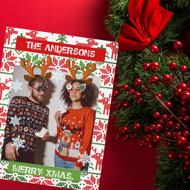 Invitation Carte Postale Photo de Noël personnalisée classique nordique (Créateur téléchargé)