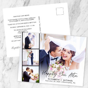 Invitation Carte Postale Photo de réception de mariage Happily Ever After
