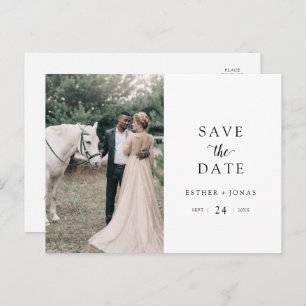 Invitation Carte Postale Photo de script vintage Enregistrer la date