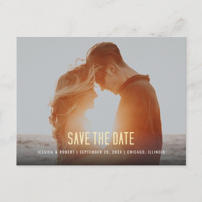 Invitation Carte Postale Photo de typographie moderne simple Save The Date (Devant)