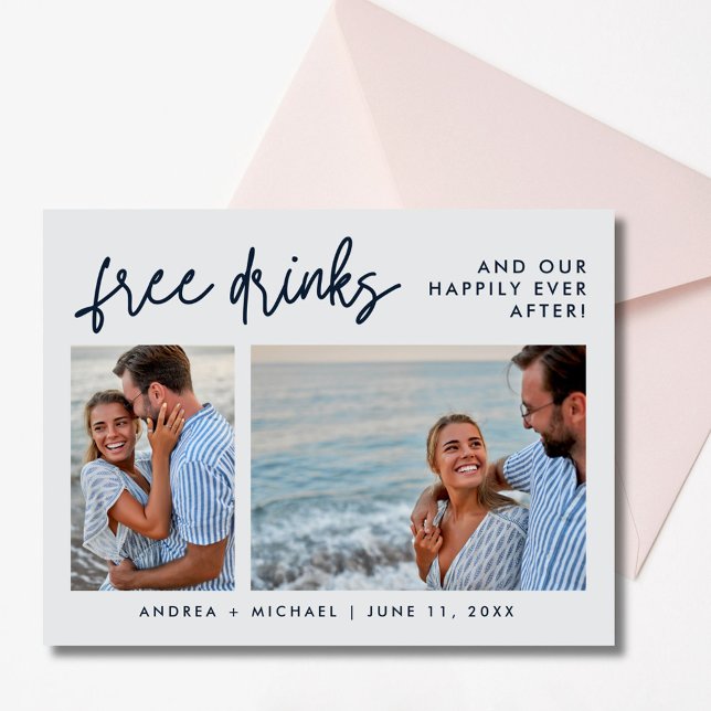 Invitation Carte Postale Photo du Mariage budgétaire Enregistrer la date (Budget Free Drinks Wedding Photo Save the Date Invitation)