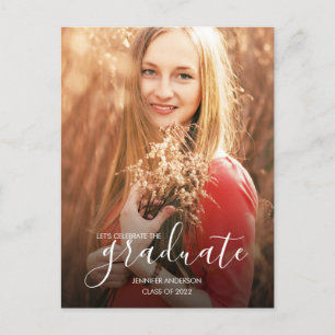 Invitation Carte Postale Photo du Parti Chic Graduation