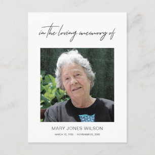 INVITATION CARTE POSTALE PHOTO ÉLÉGANTE MINIMALE SYMPATHIE MERCI MÉMORIAL