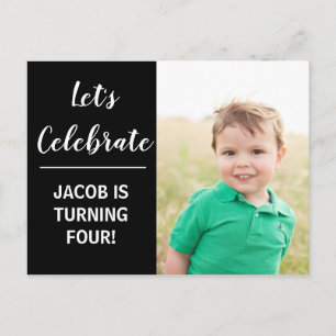 Invitation Carte Postale Photo Enfants sur mesure Fête d'anniversaire Black