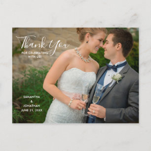 Invitation Carte Postale Photo Horizontal   Calligraphie Remerciements de M